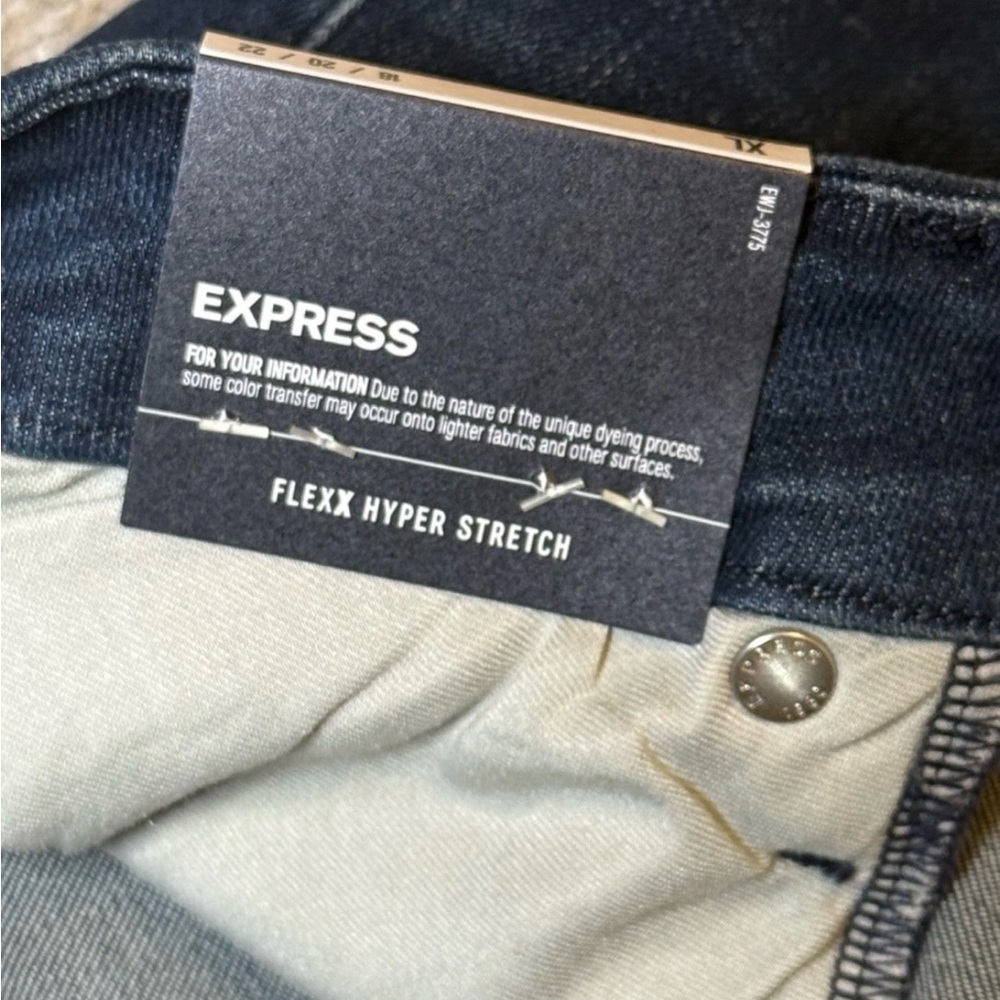 NWT Express Jeans Womens Blue 70s Flare Mid Rise Stretch Denim XL Short 38x31 - Picture 12 of 13